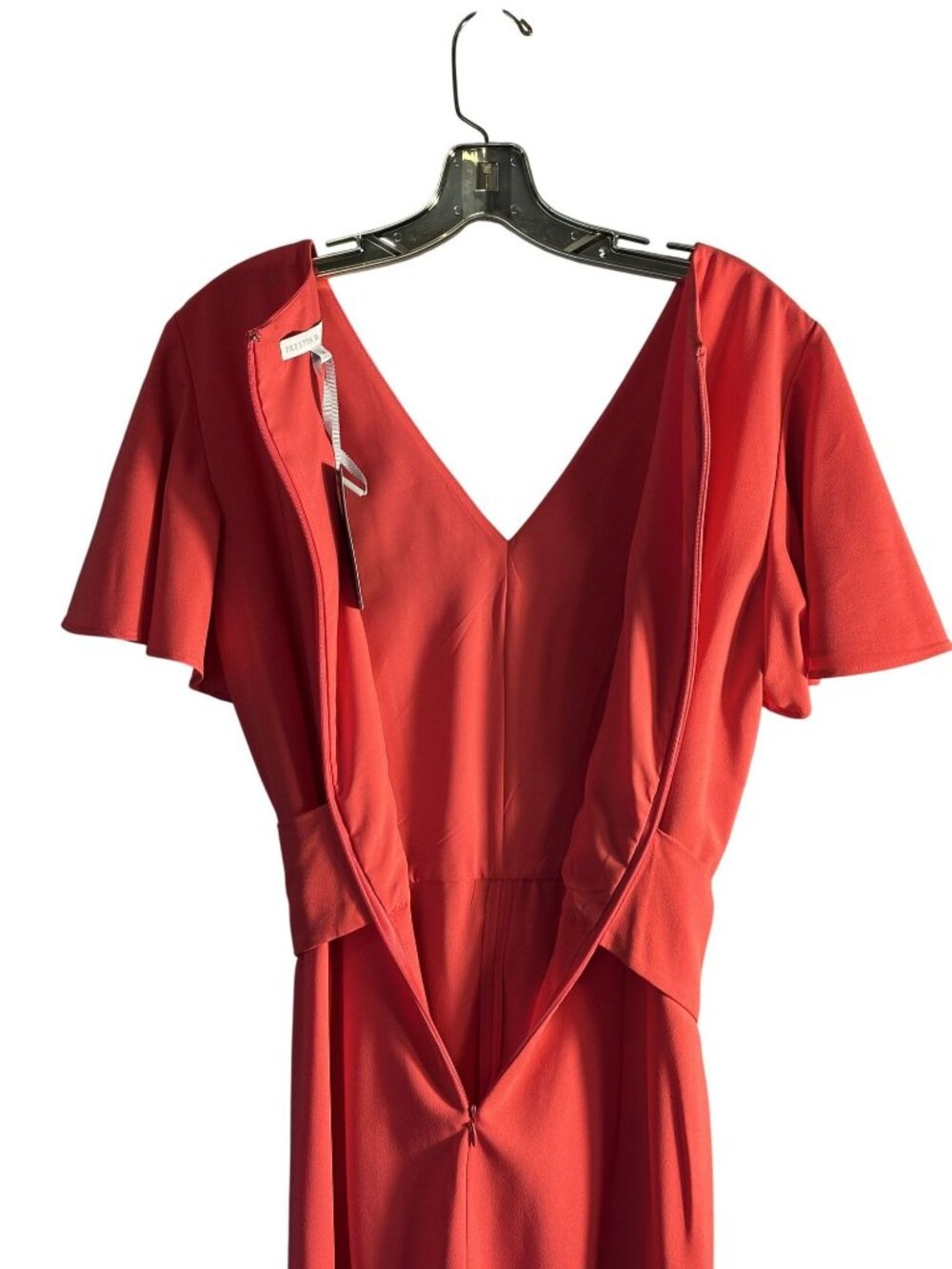 Preston & York Jumpsuit Red Hue (Lipstick) Flutter Sleeves Tie Waist & V-Neck - Picture 5 of 16